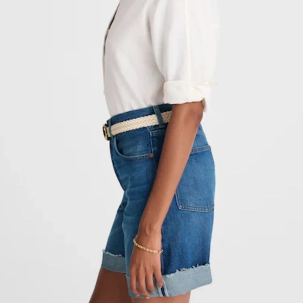 Madewell mifflin wash Long Baggy Cuffed Jean Shorts in Mifflin Wash